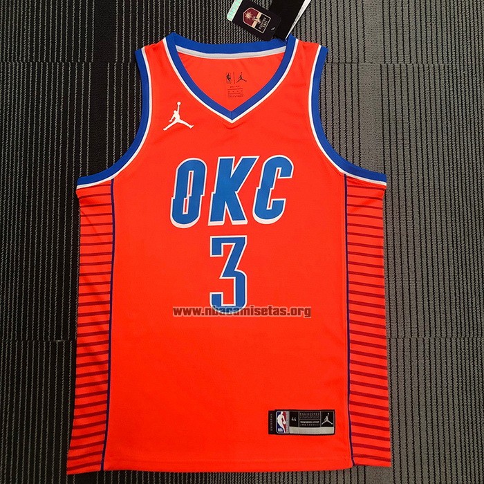 Camiseta Oklahoma City Thunder Chris Paul NO 3 Statement 2021 Naranja